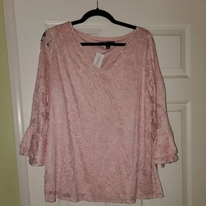 Brand New Plus Size Pink Lace blouse.